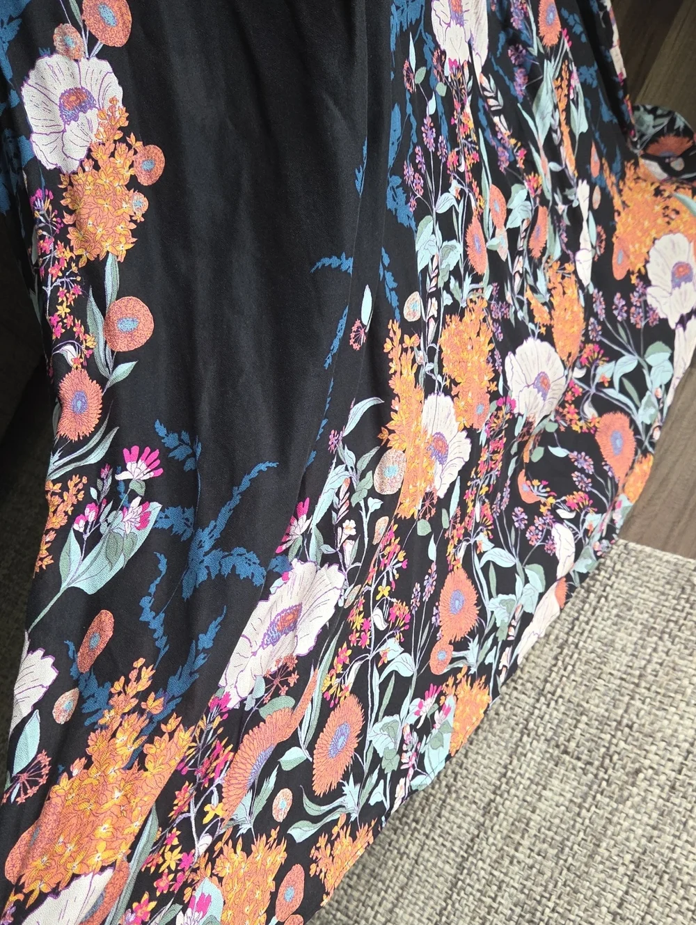 NWT Free People Embrace It Black Floral Open Back Boho Slip Maxi Dress M